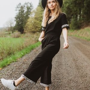 Piper & Scoot Embroidered Jumpsuit with pom poms